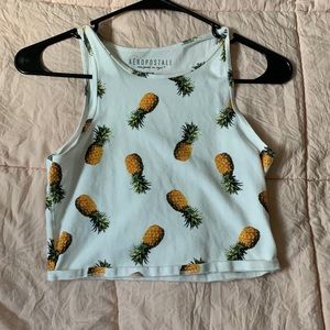 white cropped tank with pineapples